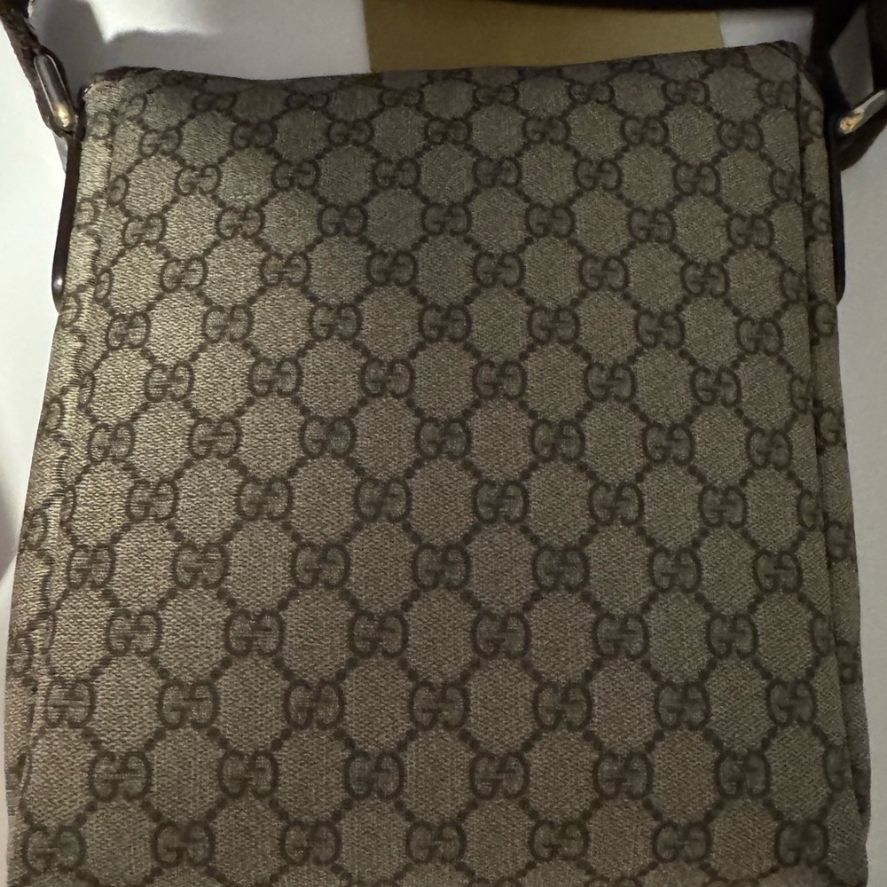 Gucci Beige and Brown GG Canvas Flap Messenger Bag - Picture 6 of 8